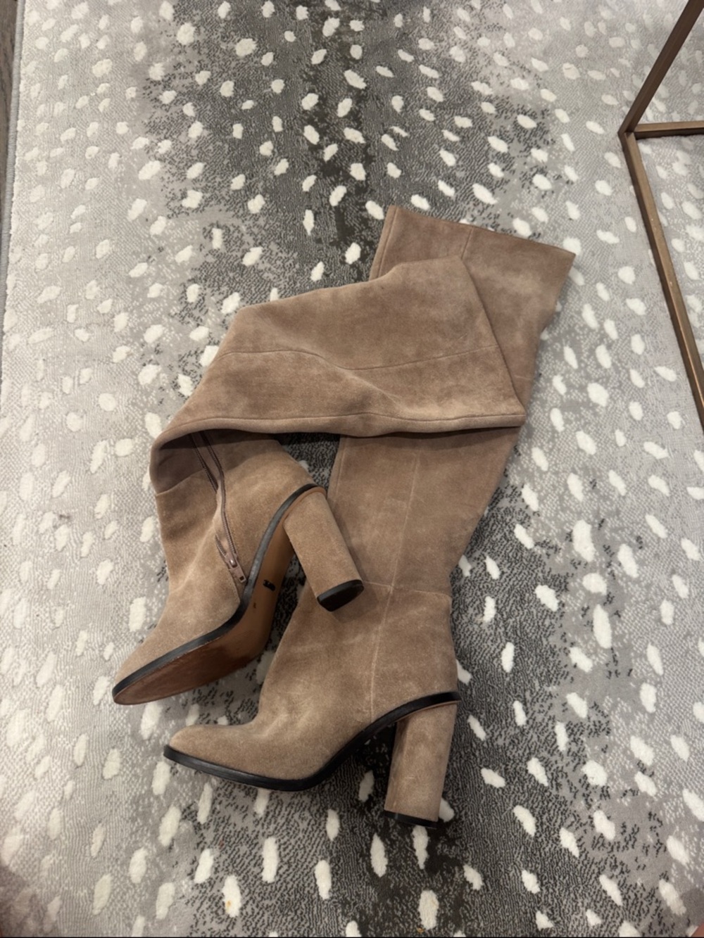 Gianni Bini Taupe Suede Over-the-Knee Block Heel Boots